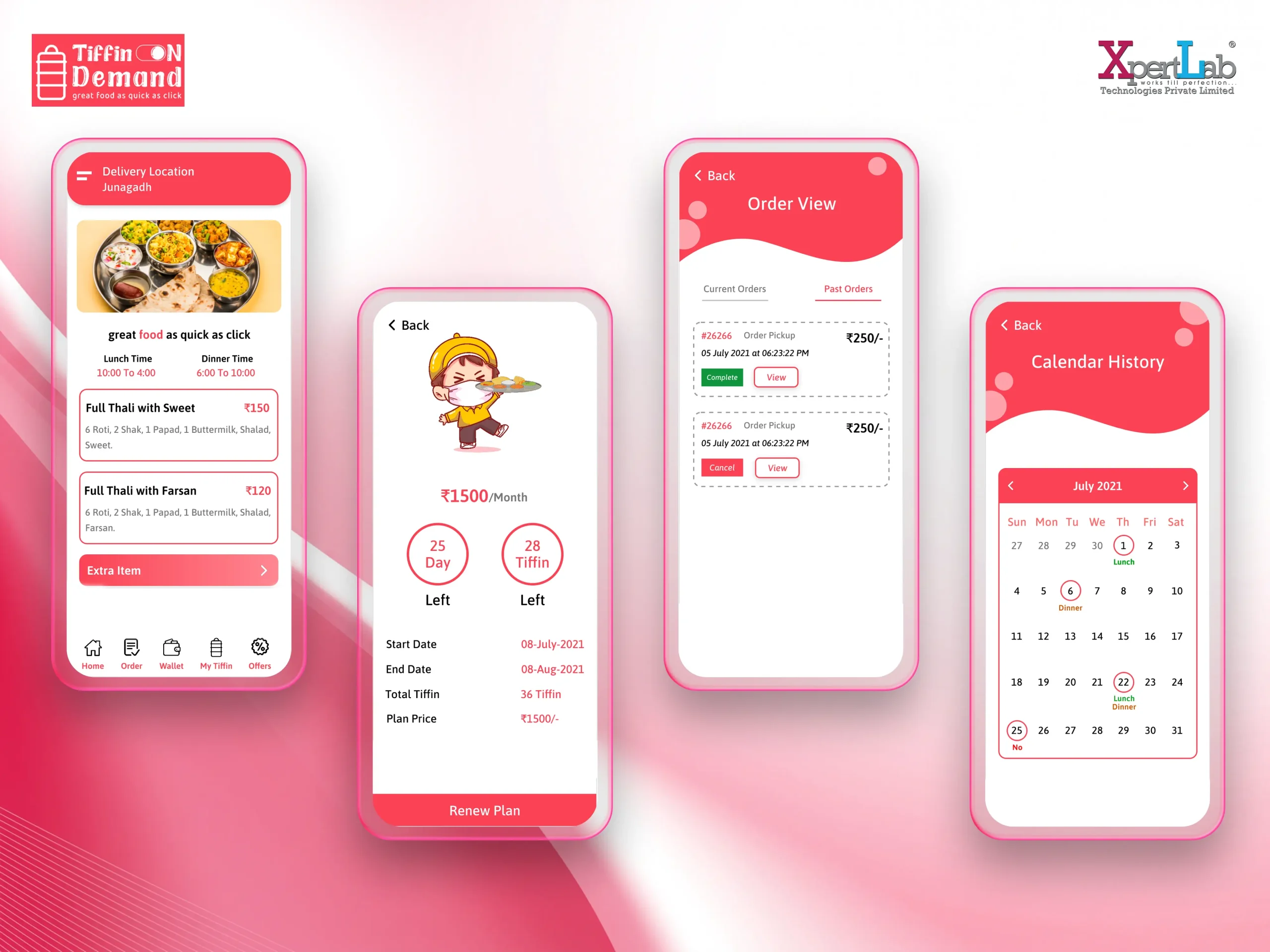 XpertLab Technologies Private Limited Mobile App Development Detail Page Tiffin on demand