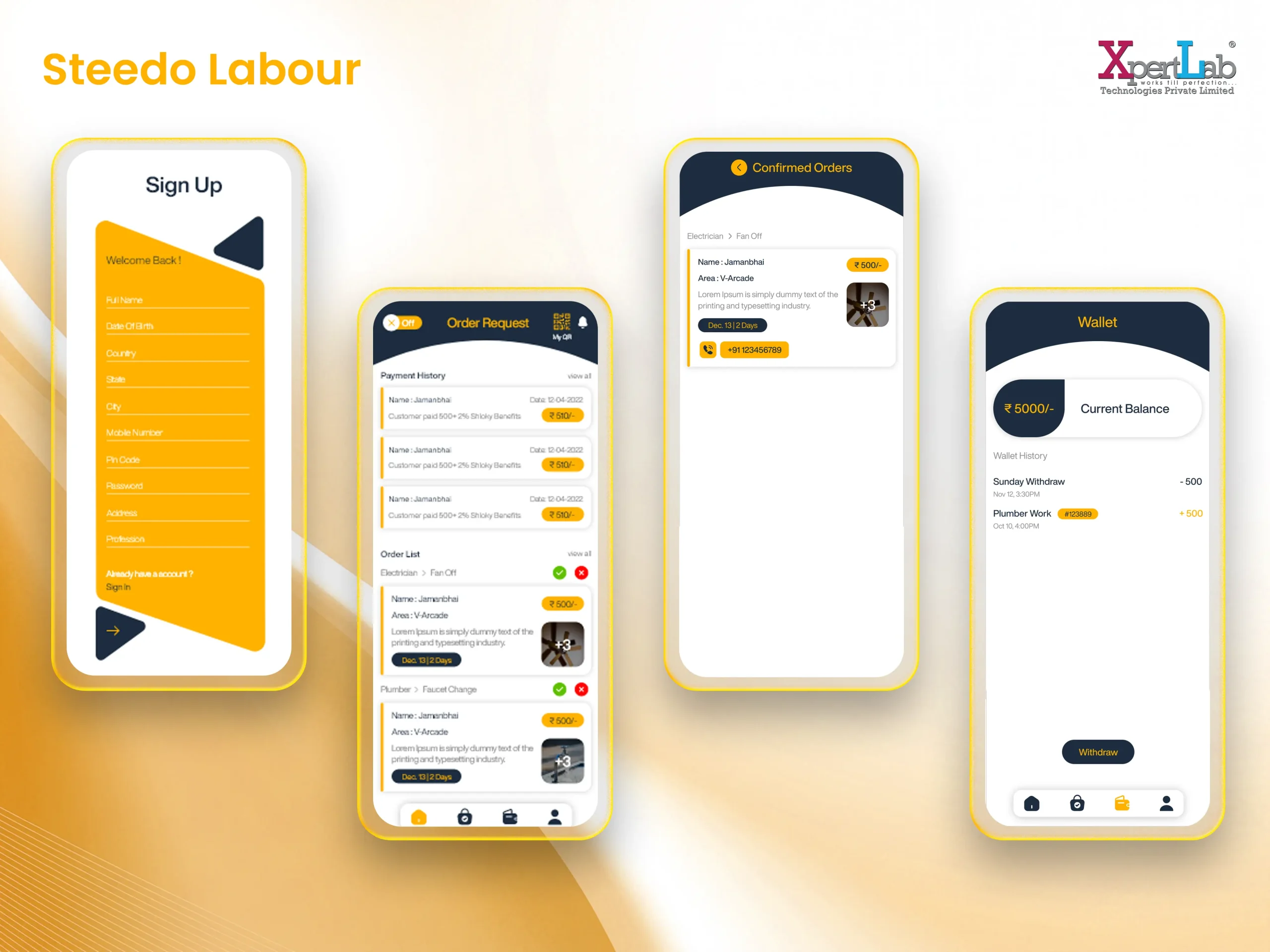 XpertLab Technologies Private Limited Mobile App Development Detail Page Steedo labour