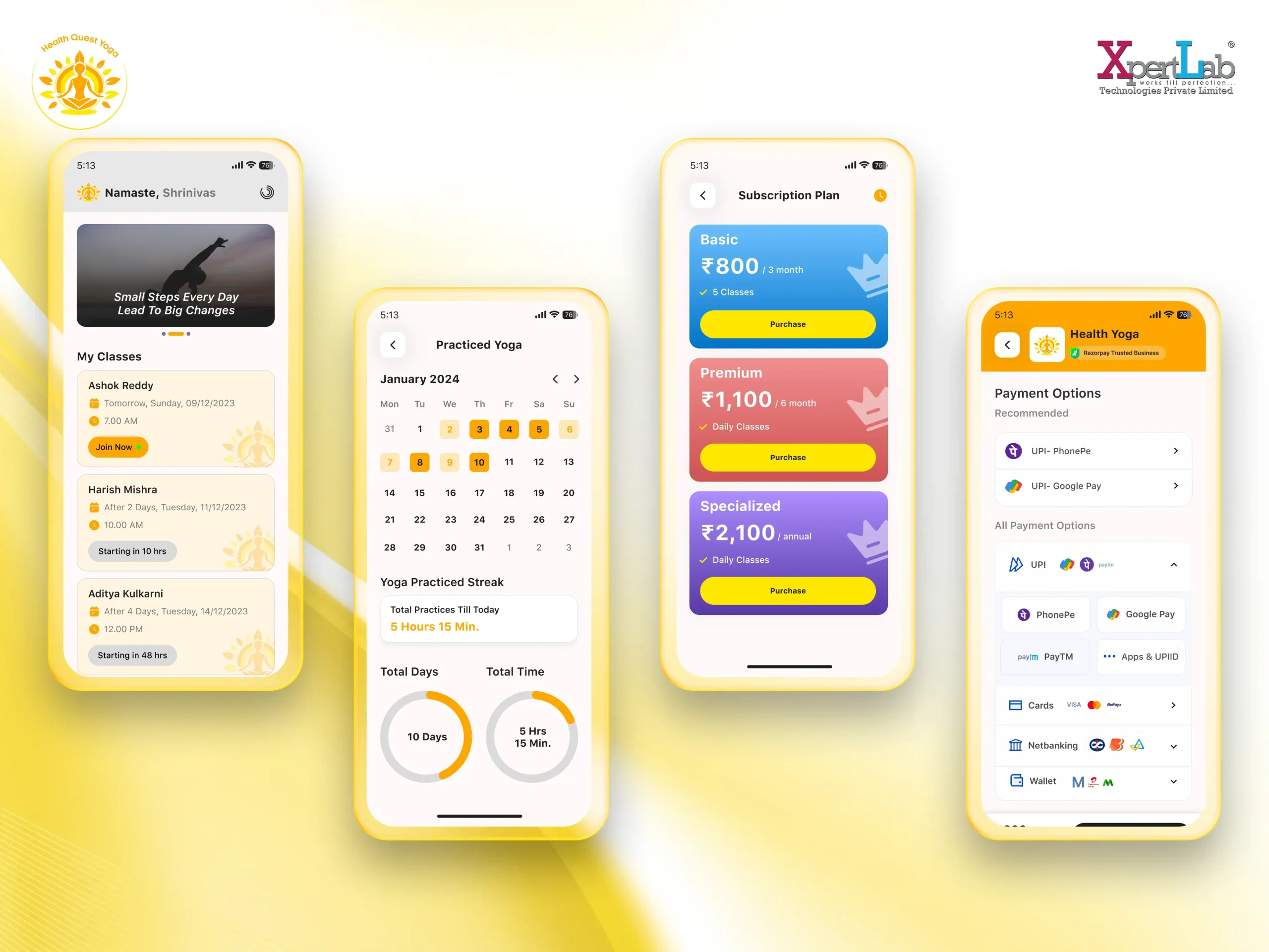 XpertLab Technologies Private Limited Mobile App Development Detail Page Health Quest Yoga