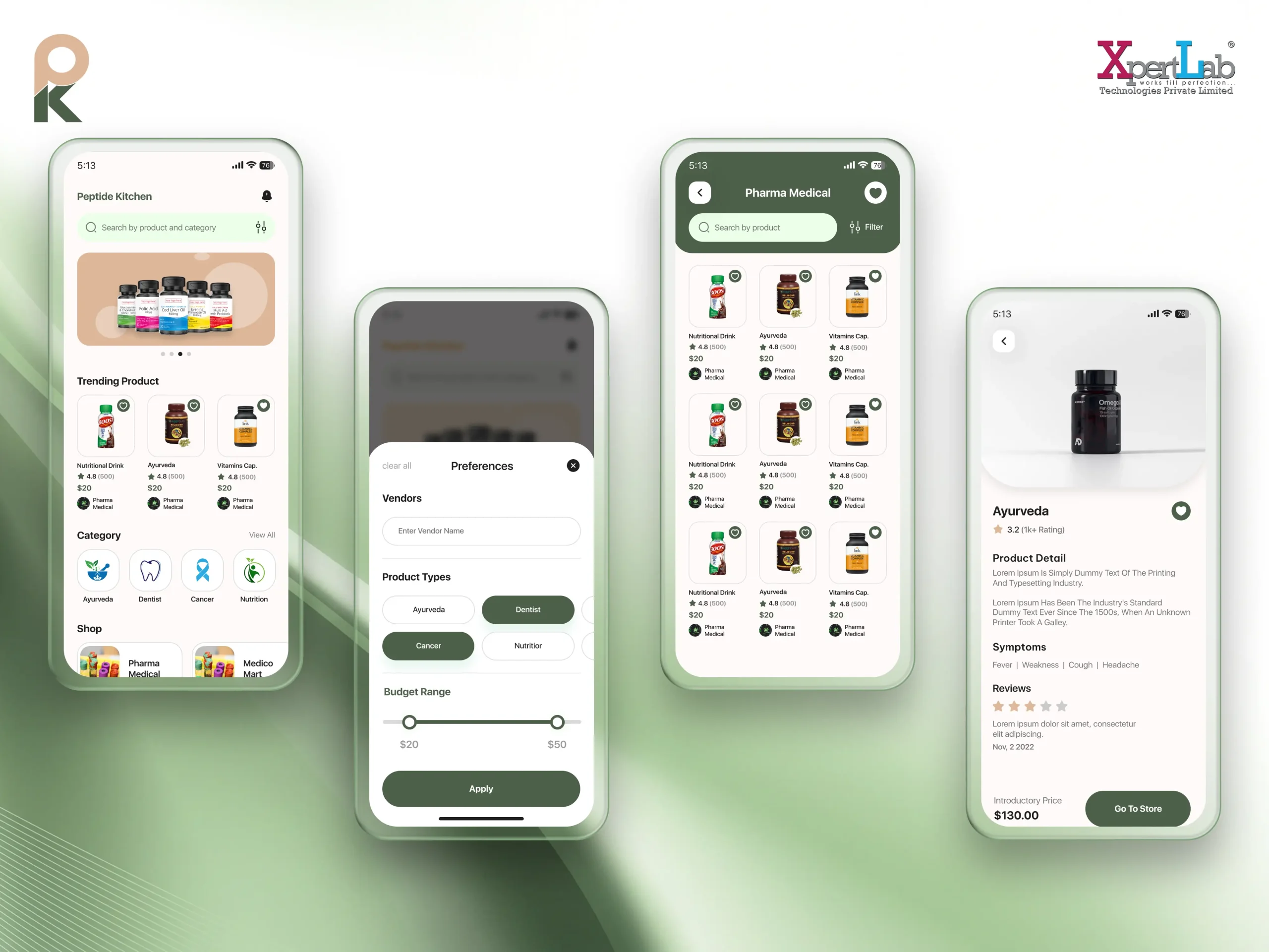 XpertLab Technologies Private Limited Mobile App Development Detail Page Peptide Kitchen