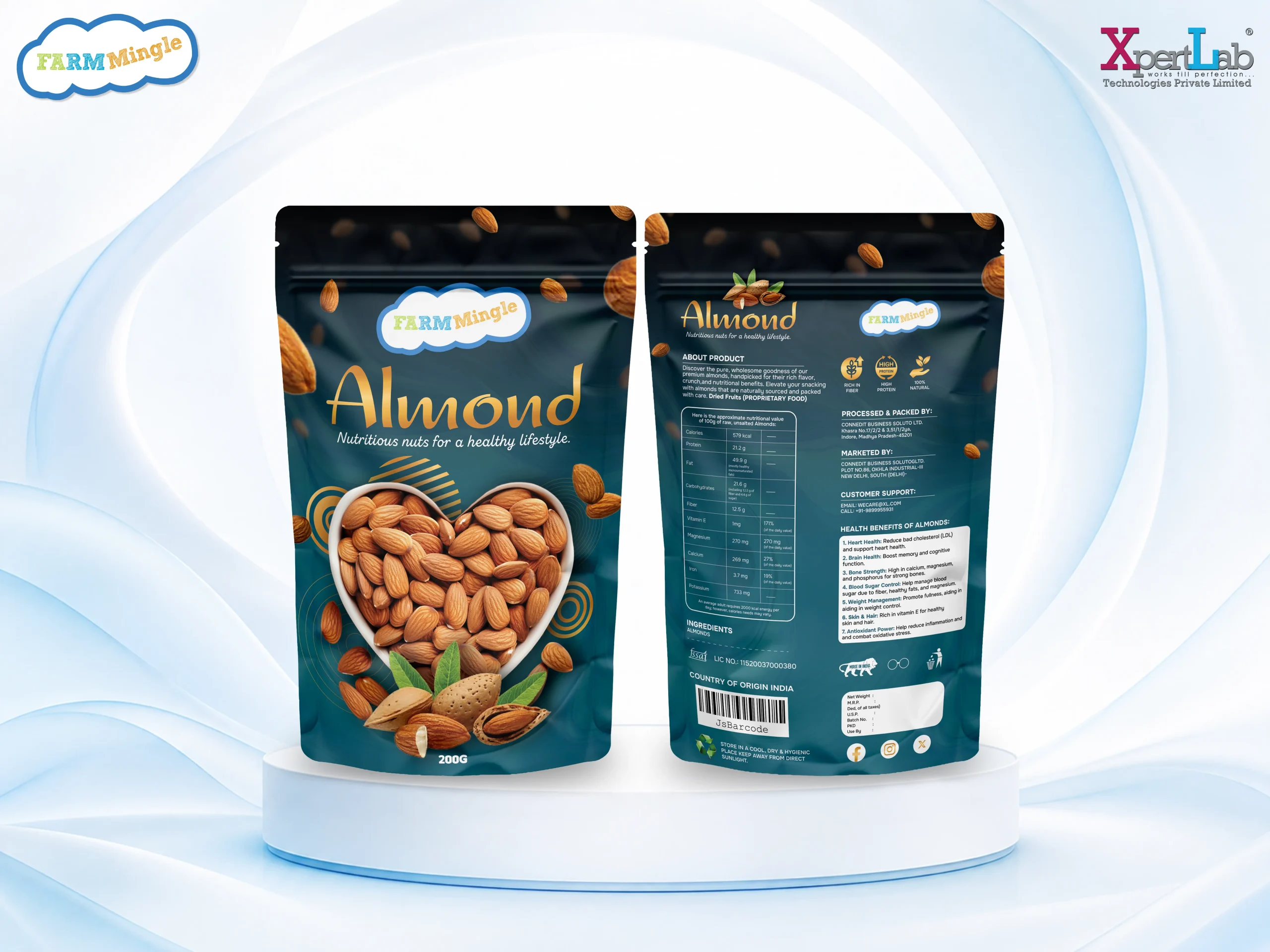 XpertLab Technologies Private Limited Packaging Design Farm Mingle Almond