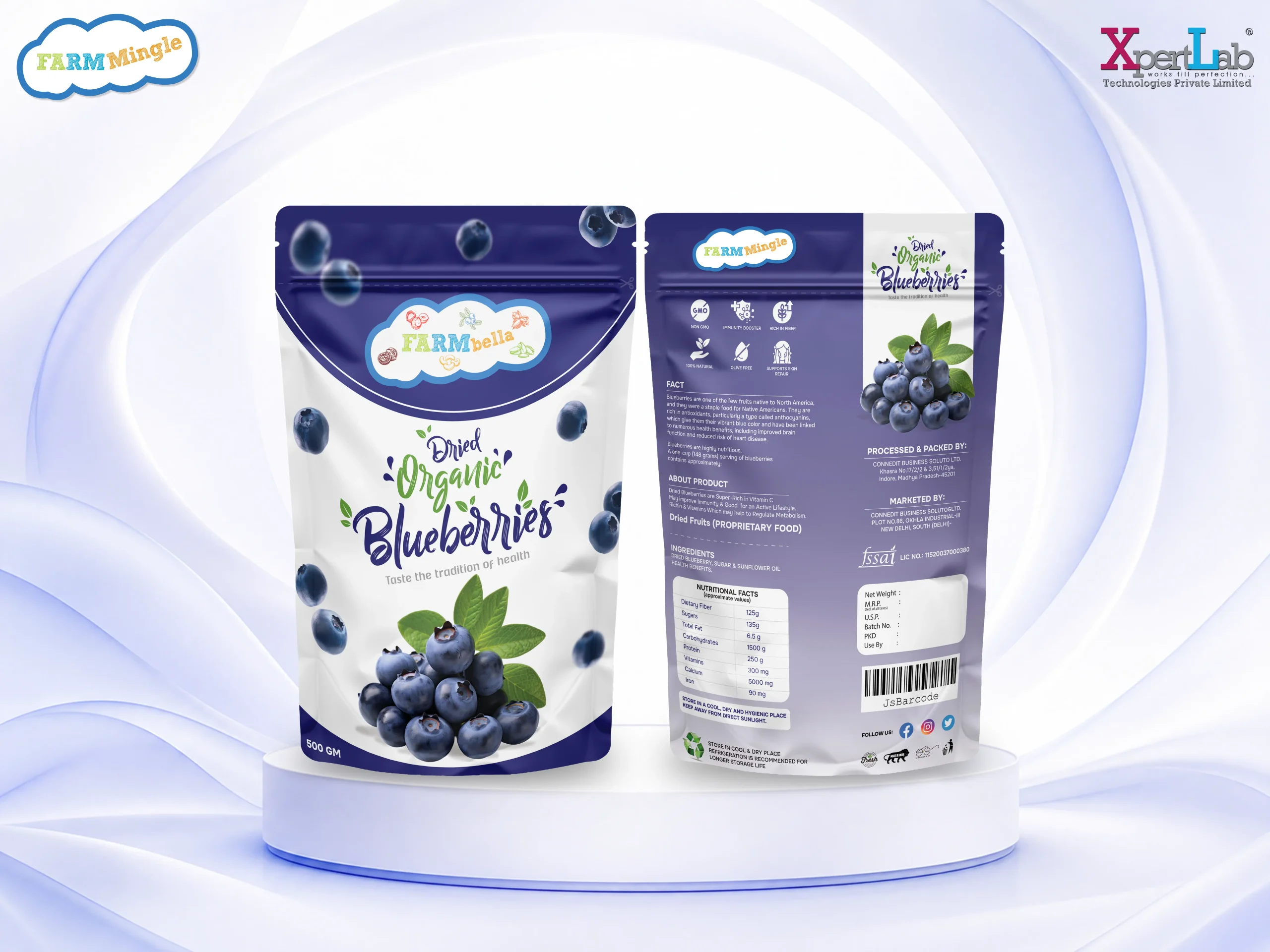XpertLab Technologies Private Limited Packaging Design Farm Mingle Blue Berries