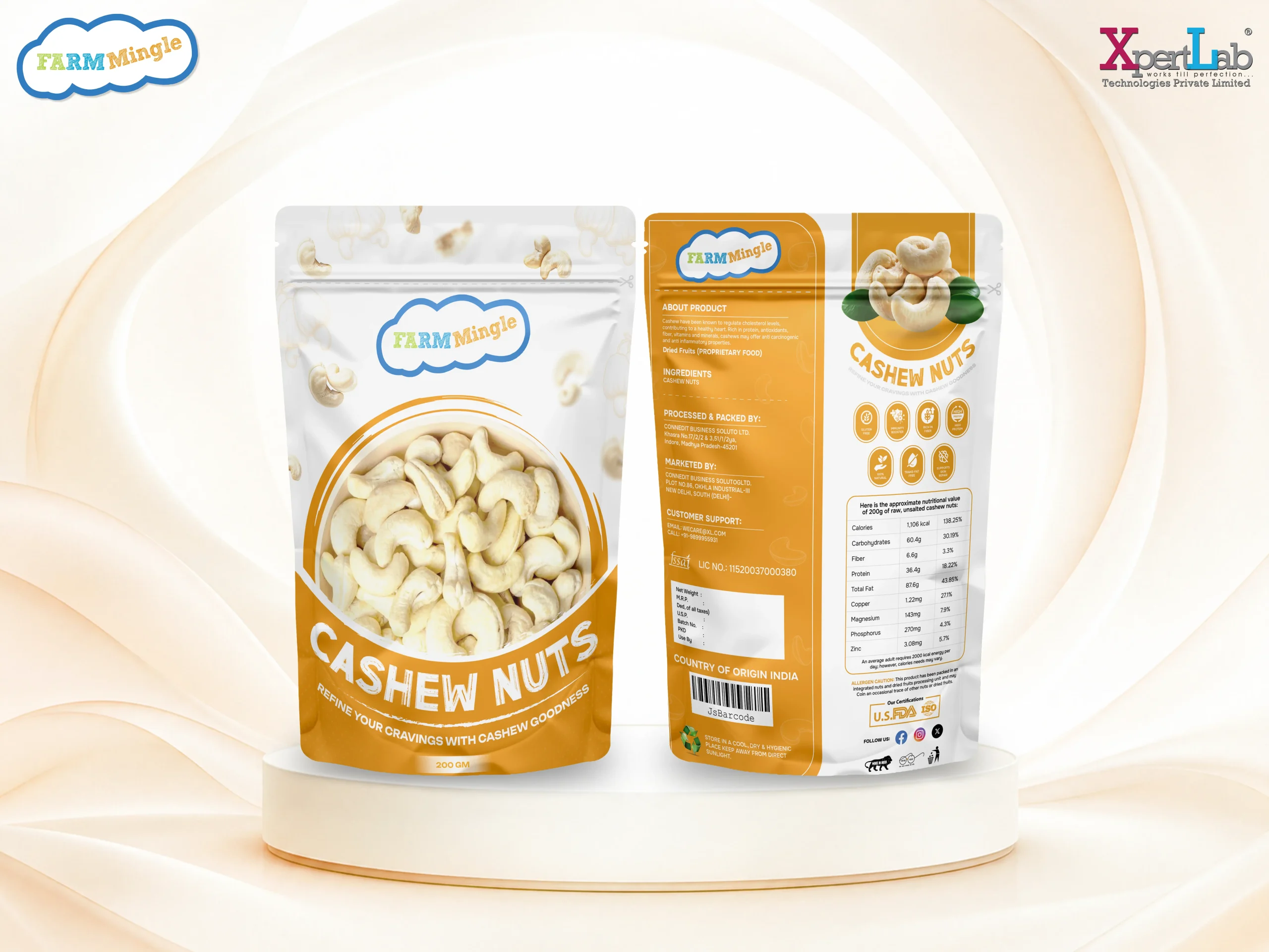 XpertLab Technologies Private Limited Packaging Design Farm Mingle Cashew Nuts