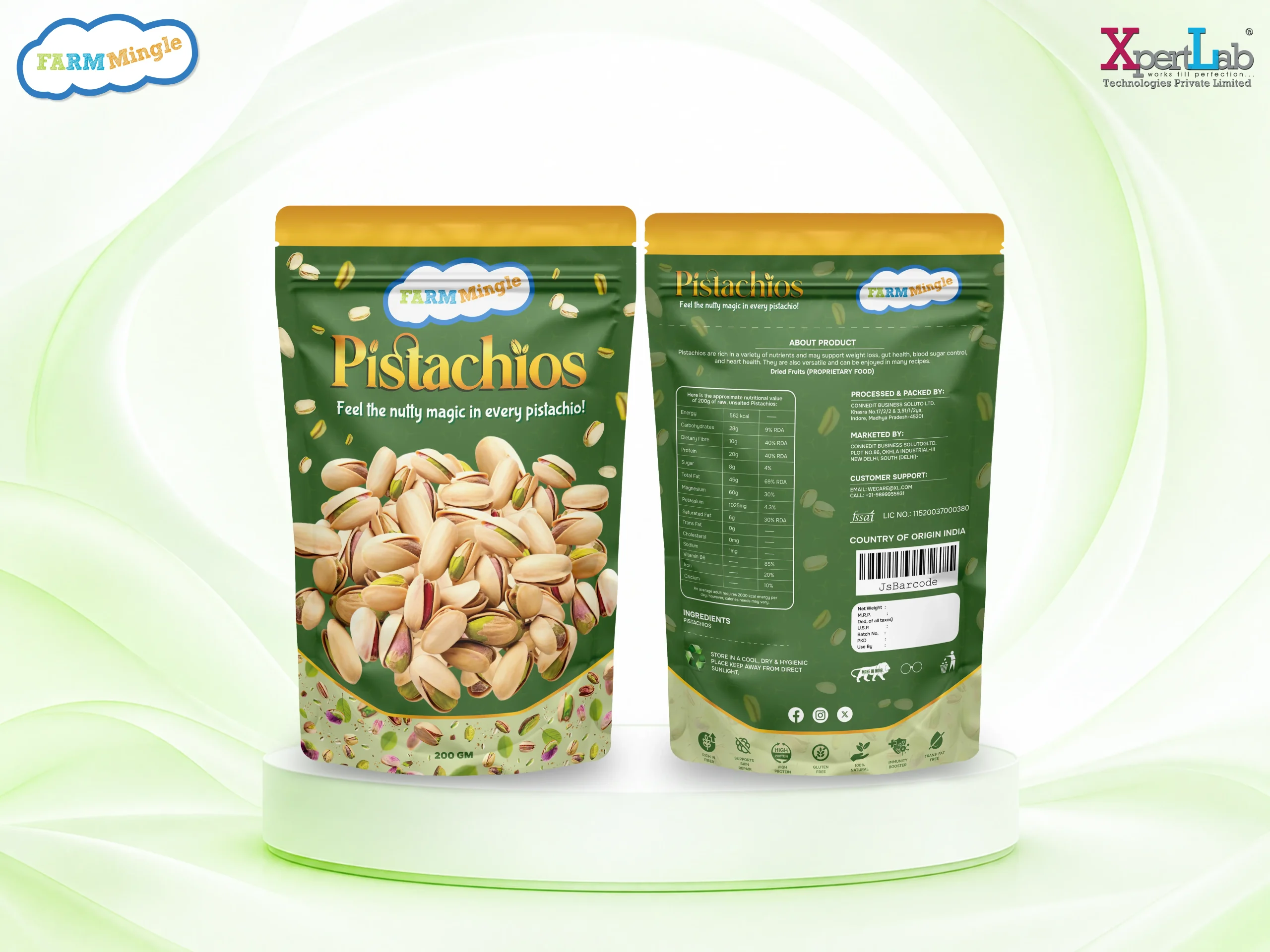 XpertLab Technologies Private Limited Packaging Design Farm Mingle Pistachios