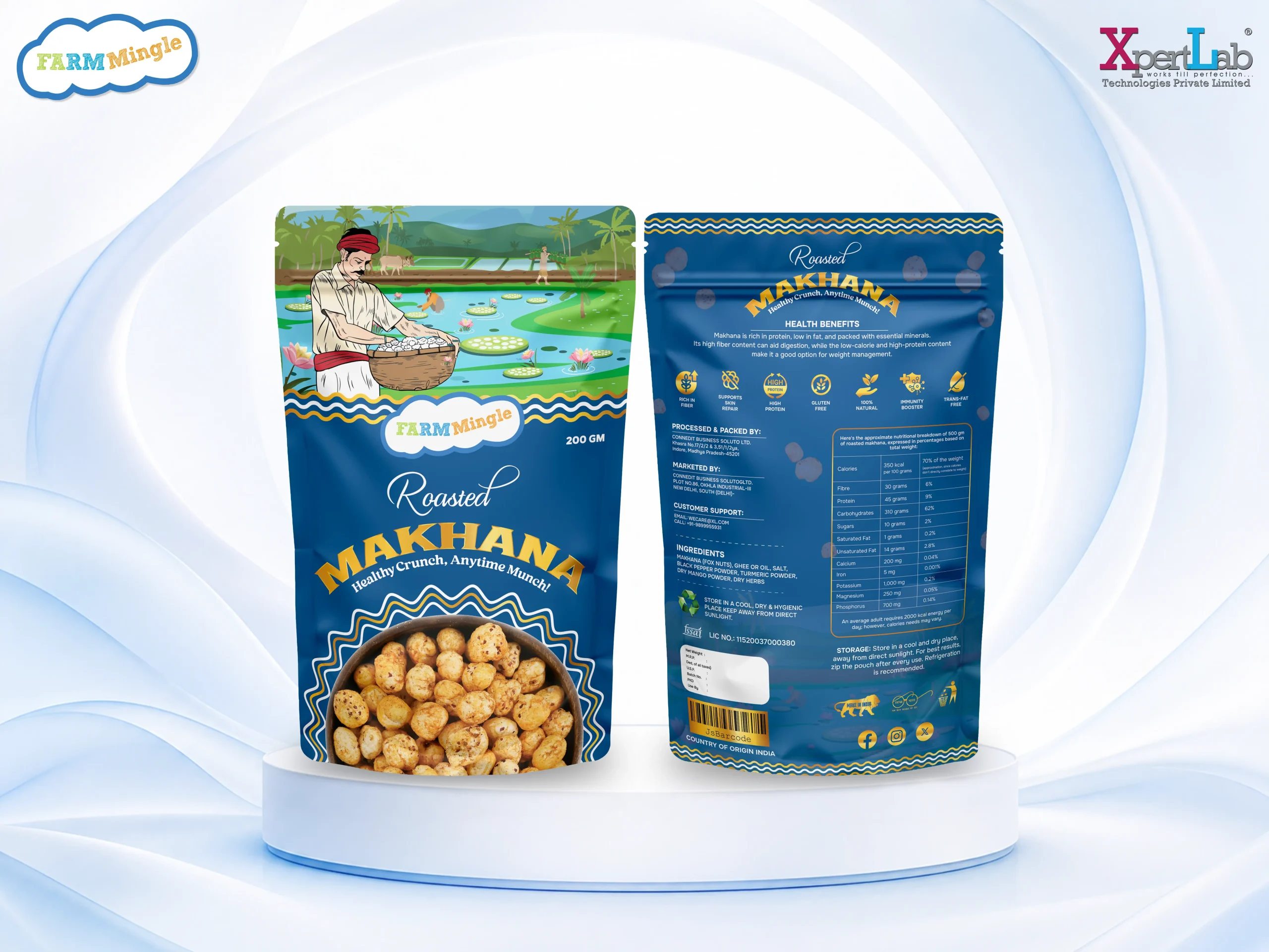 XpertLab Technologies Private Limited Packaging Design Farm Mingle Roasted Makhana