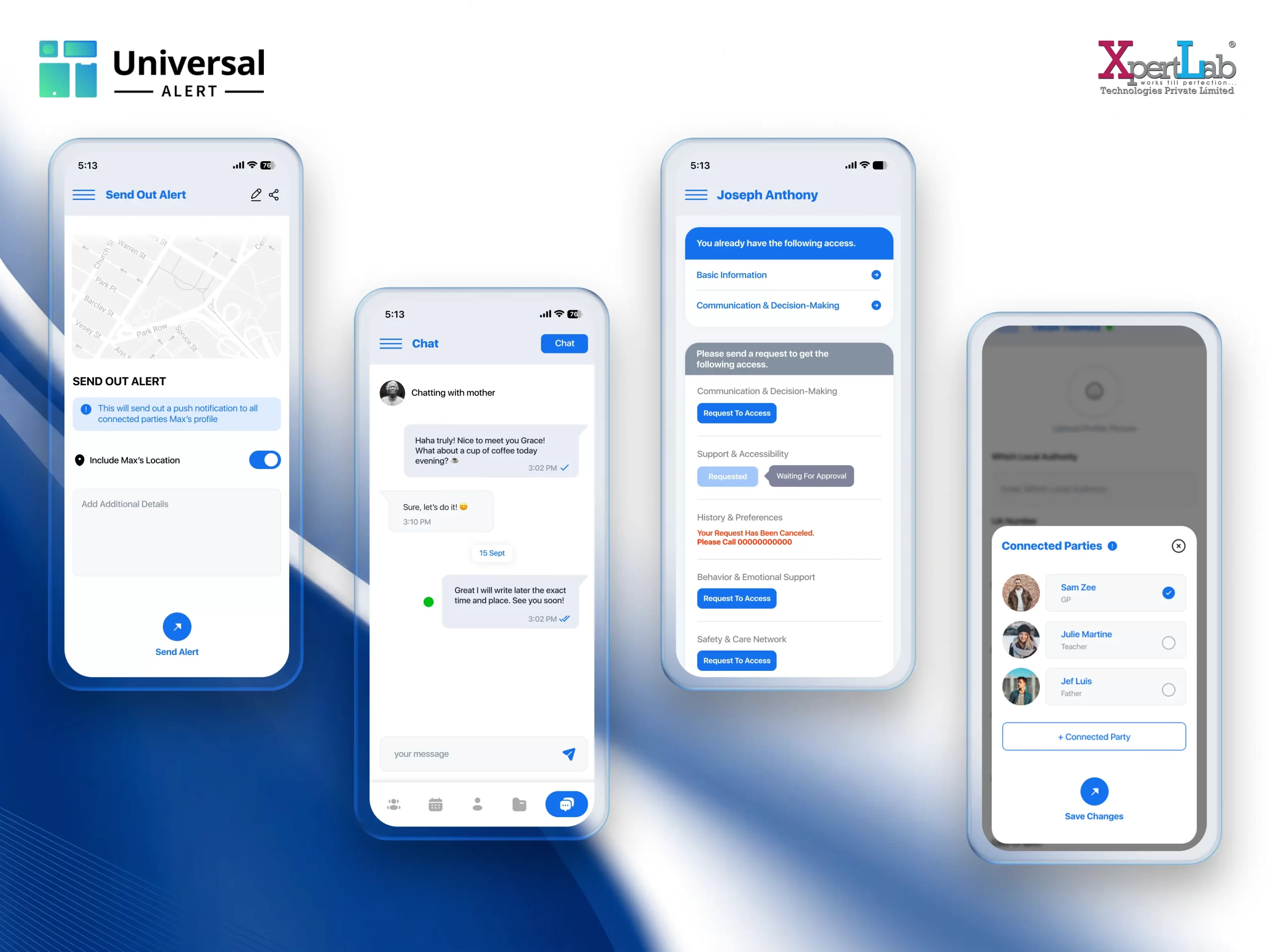 XpertLab Technologies Private Limited Mobile Application Development Universal Alert Emergency Panel