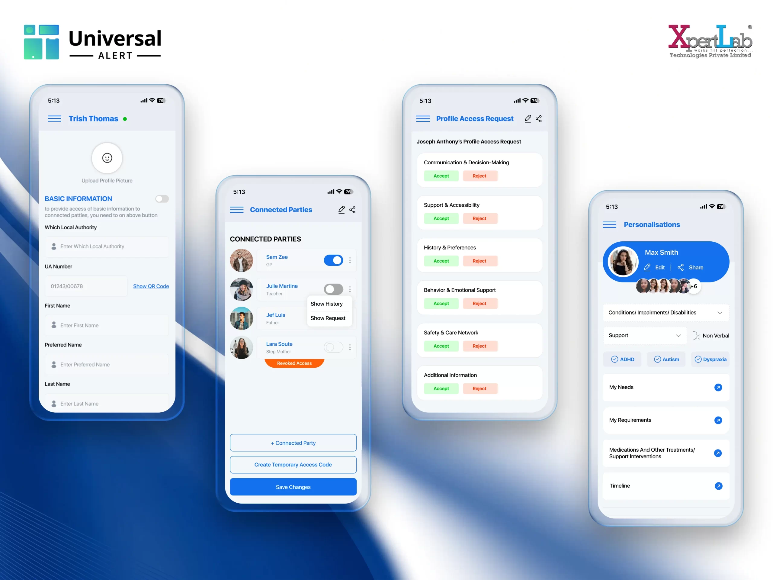 XpertLab Technologies Private Limited Mobile Application Development Universal Alert Emergency Panel